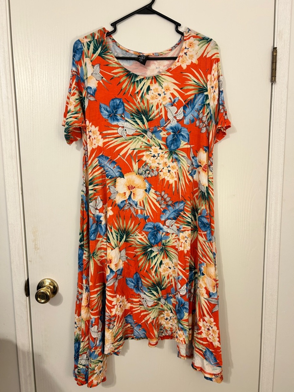 Agnes & Dora Orange Tropical Floral Midi Dress for Vacation